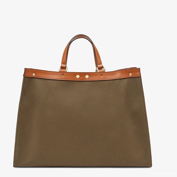 Affordable X-Tote FF Motif Fendi Canvas Medium In Peekaboo Coffee 0808